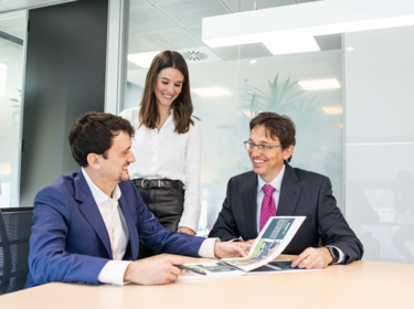 Three members on meeting at the office